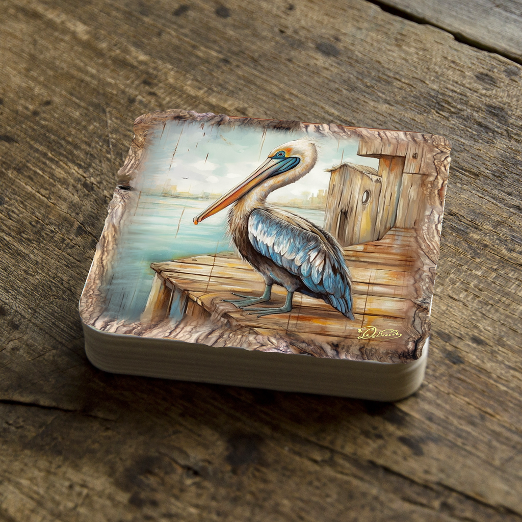 Pelican Wooden Cork Coasters Gift Set of 4 by Nature Wonders Coastal Nature Wildlife Decor - 95388C-S4