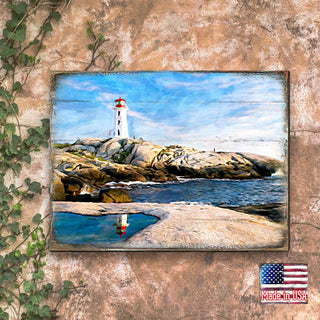 Aditya Lighthouse Bay Wood Wooden Coastal Wall Art by Nature Wonders - Coastal Sea-Life Decor - 95268B