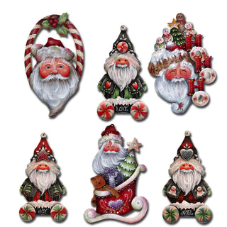 a group of christmas ornaments with santa claus