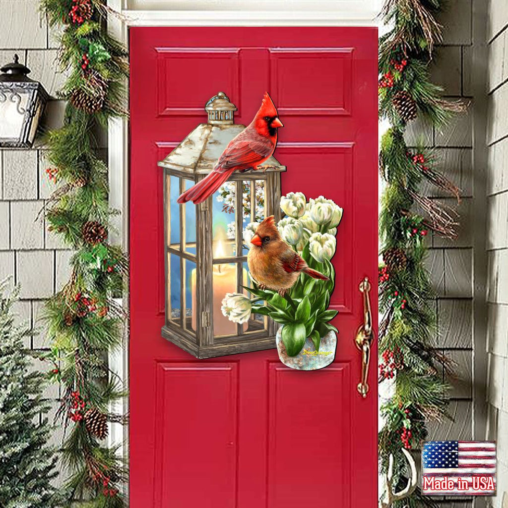 Lantern Cardinals Holiday Door Decor by D. Gelsinger - Christmas Decor - 8461057H-DG