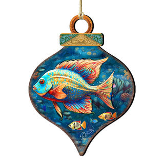 Holiday Coastal Ornaments - Exotic Fish Wooden Ornaments by G. Debrekht Coastal Holiday Decor - 8688179