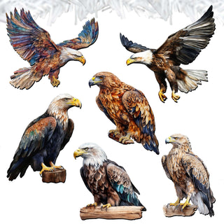 Eagle's Flight Clip-On Eco Wood Decorative Ornaments Set of 6 by G. Debrekht - Wildlife Decor - 8090101C-S6