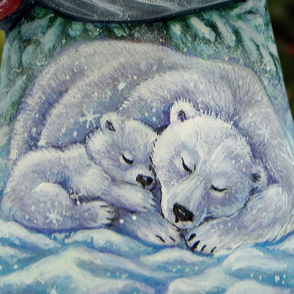 Polar Cubs Santa Hand-Painted WOODCARVED Masterpiece by G. DeBrekht - Wildlife Holiday Decor - 8215011 *** PRE-ORDER - Handmade Just for You! ***