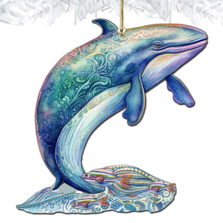 Alaskan Fairy Whale Wooden Ornaments by G.Debrekht - Wildlife Holiday Decor - 8710107-3
