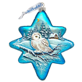 White Owl North Star Glass Ornament by G. DeBrekht - Wildlife Holiday Decor - 755-091