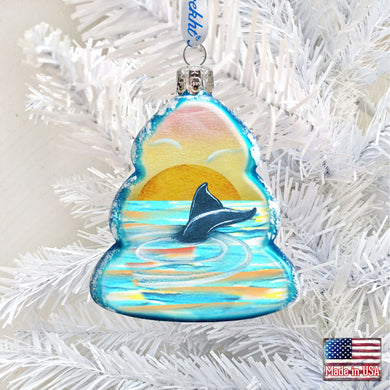 Whale Tail Mercury Glass Ornament by G. DeBrekht - Coastal Holiday Decor - 776276