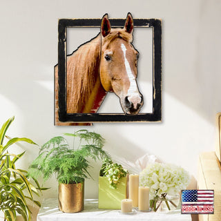 Brown Horse Head in Frame Wall Decor by G. DeBrekht - Nature Wildlife Decor - G98160