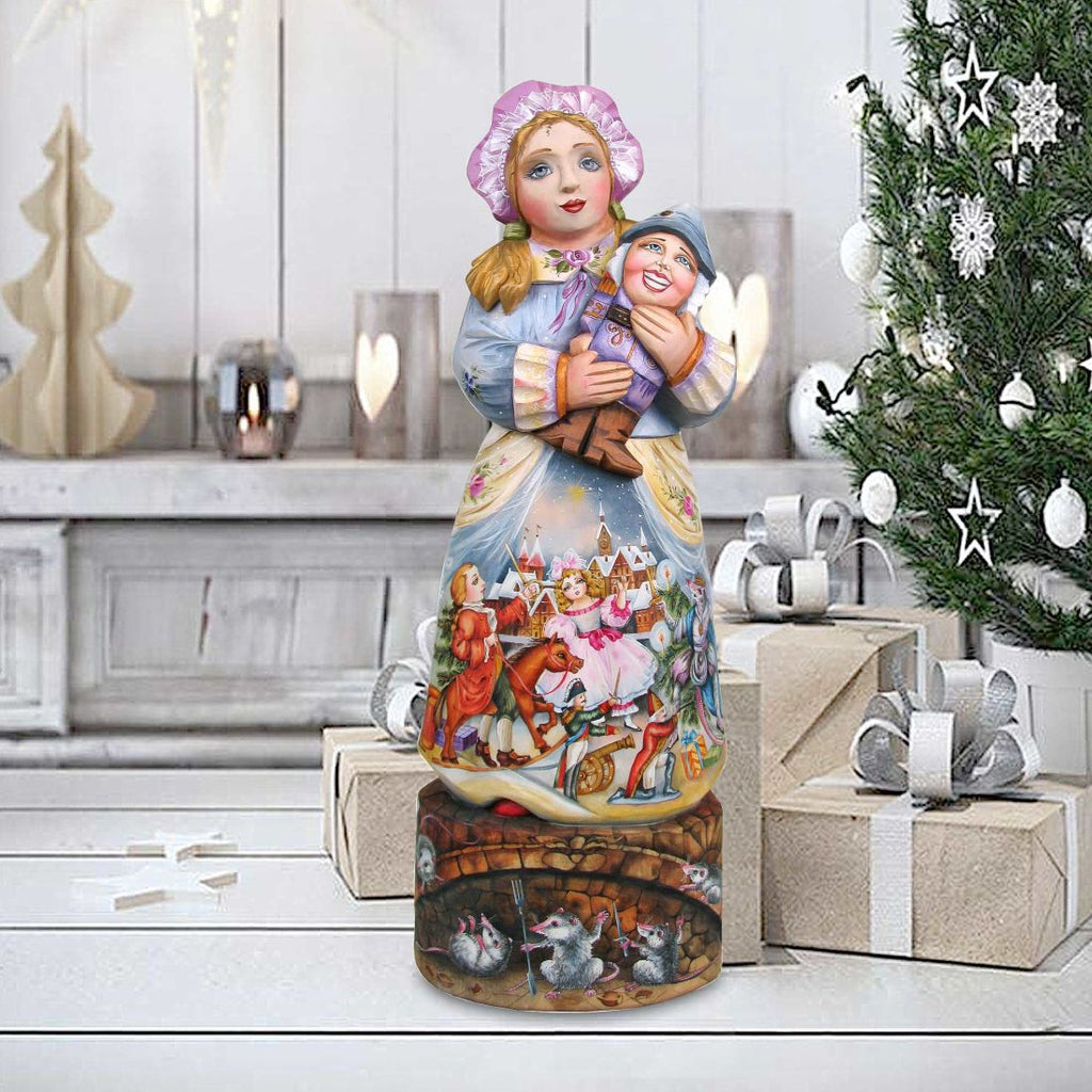 Clara with Nutcracker Hand-Painted WOODCARVED Masterpiece by G. DeBrekht - Christmas Decor - 241990 - SPECIAL ORDER *** PRE-ORDER - Handmade Just for You! ***