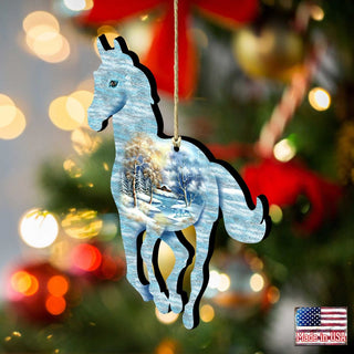 Running Pony Wooden Ornaments - Tree Ornament by G. DeBrekht - Wildlife Holiday Decor - 8198155