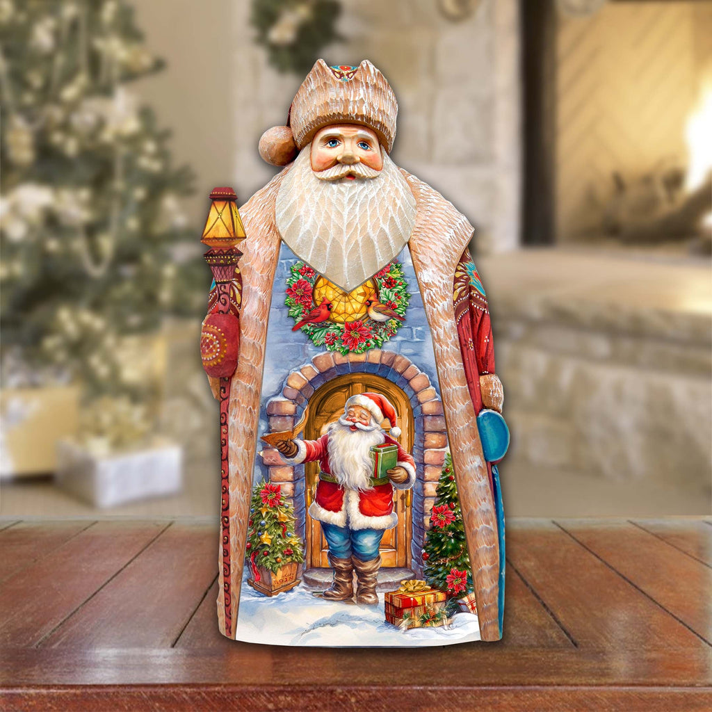 Santa's Surprise Visit Santa Hand-Painted WOODCARVED Masterpiece by G. DeBrekht - Christmas Decor - 210233SE