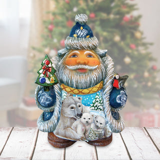 Santa with Polar Bear and Cubs Handcrafted Christmas Figurine - G. DeBrekht - Christmas Santa Snowman Decor - 533422