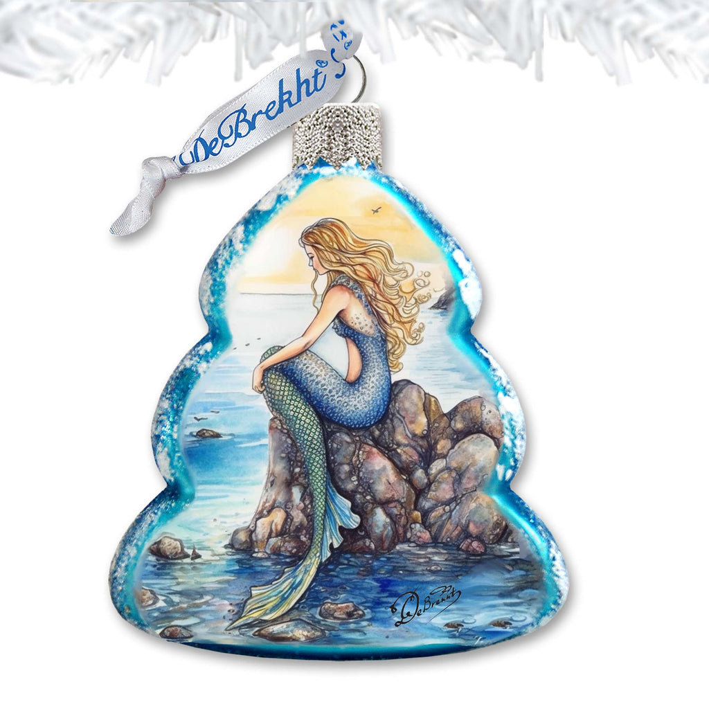 Beach House Decor - Mermaid Keepsake Glass Ornaments by G. Debrekht - Coastal Holiday Decor - 777400