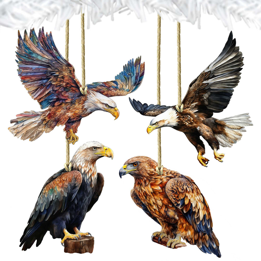 Alaskan Eagles Eco Wood Ornaments Set of 3 by G. Debrekht - Wildlife Holiday Decor - 8091321S4