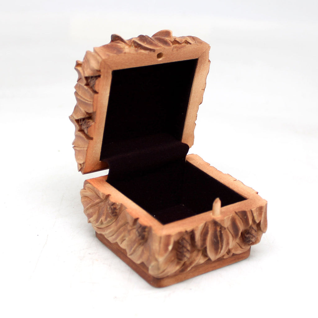 One-of-a-Kind Cones WOODCARVED Jewelry BOX 2.5x2.5x2