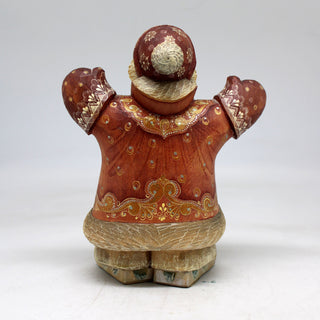 One-of-a-Kind Santa on Skis WOODCARVED Figurine 6.5x3.5x5 by GDeBrekht - Unique Handcrafted and Hand-Painted Collectible