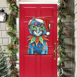 Mardi Gras Santa Cat Holiday Door Decor by Laura Seeley - Pets Dog and Cats Decor - 8512057H