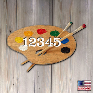 Paint Pallet Wooden Personalized House Number Sign by G. Debrekht - Love Family Kids Decor - Handcrafted Wooden Handcrafted Wooden Address Sign - MA98447