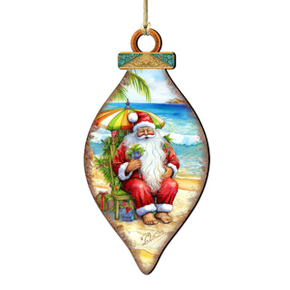 Santa on the Beach Decorations Santa's Beach Break Wooden Ornaments by G.Debrekht Coastal Holiday Decor - 8688182