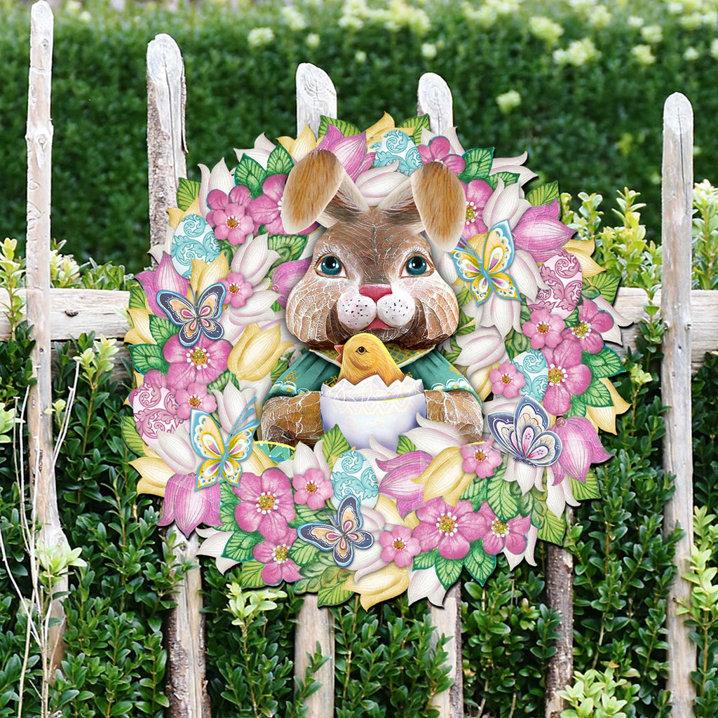 Bunny Holiday Door Wreath by G. DeBrekht - Easter Spring Decor - 8185301-2H