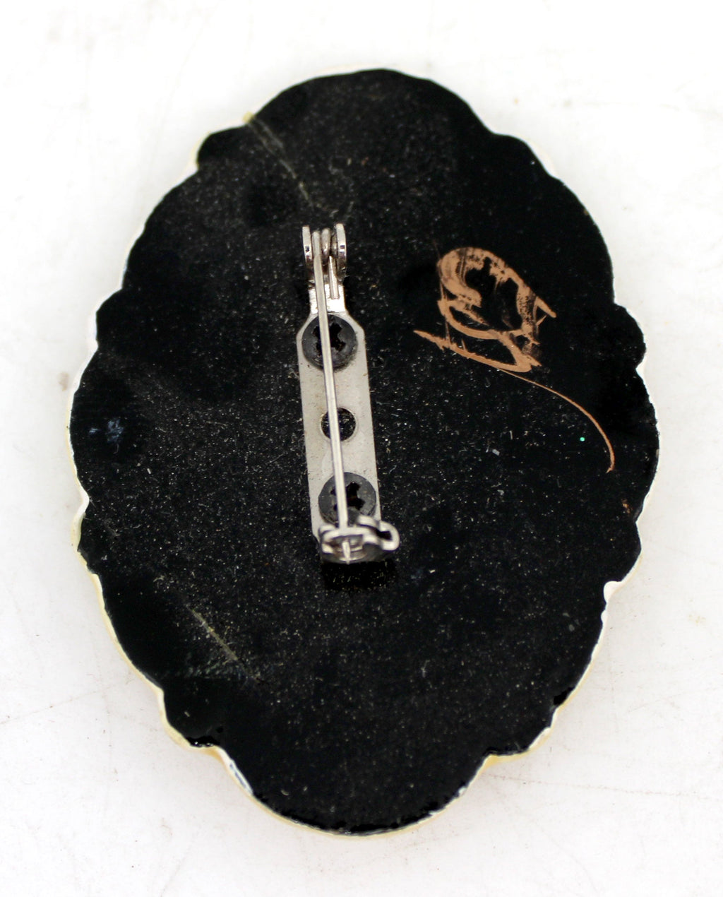 Handpainted Jewelry Lacquered Miniature Brooch Pin by G.DeBrekht Unique Handmade Gift Collectible and Home Decoration