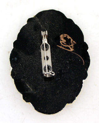 Handpainted Jewelry Lacquered Miniature Brooch Pin by G.DeBrekht Unique Handmade Gift Collectible and Home Decoration