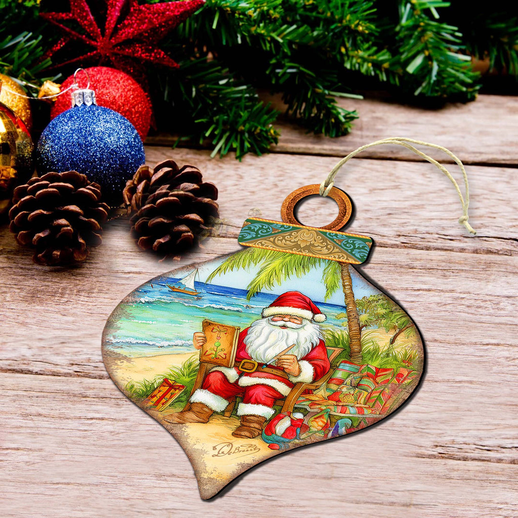 Beach Themed Ornaments - Santa's Artistry Wooden Ornaments by G. Debrekht Coastal Holiday Decor - 8688184