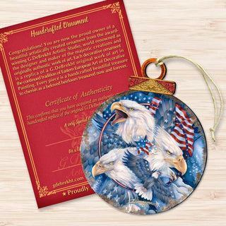 Allegiance Patriotic Eagles Wooden Ornaments by J. Bergsma - Wildlife Holiday Decor - 8591730-JB