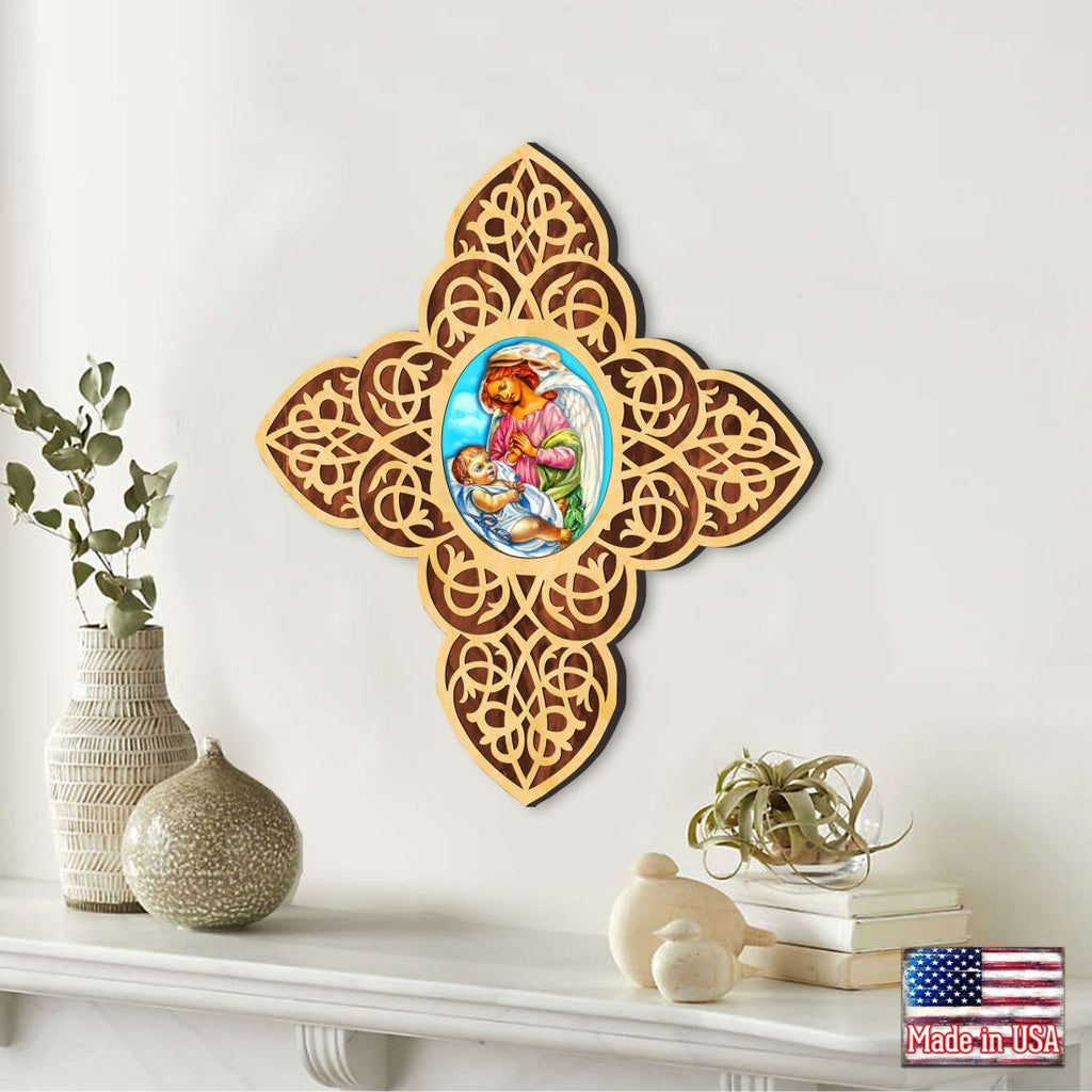 Blessing Angel Filigree Wooden Cross by Museum Icons - Inspirational Icon Decor - 88428