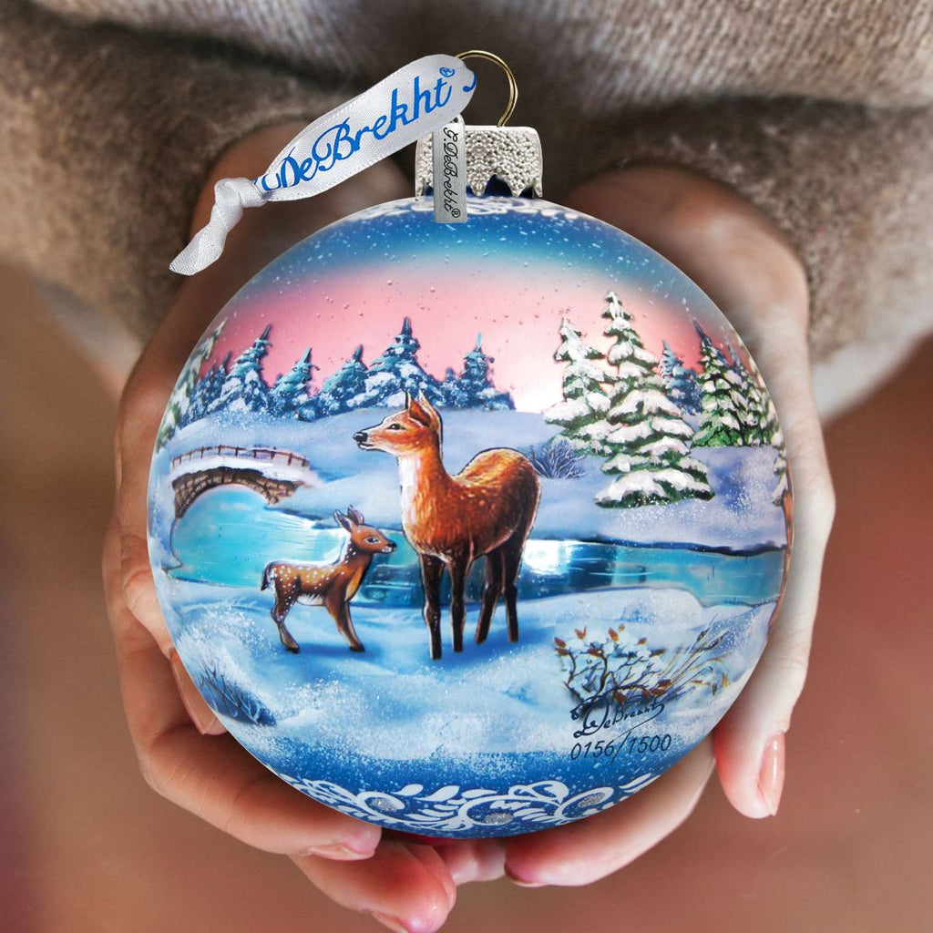 Snowy Night Ball Glass Ornament Limited Edition by G. DeBrekht - Christmas Decor - 73847