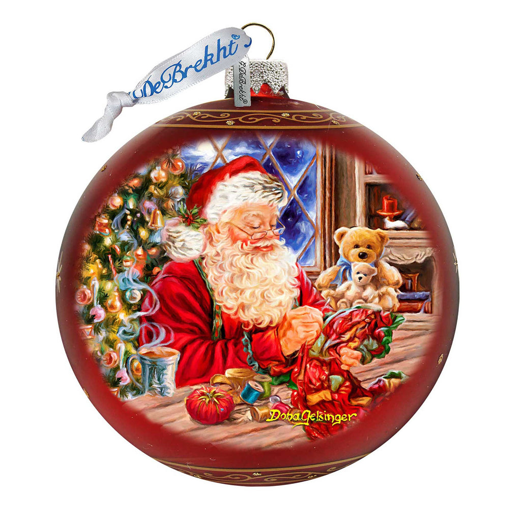 Getting Ready for the Holidays Santa Lg Glass Ornament in Red by Gelsinger - Christmas Decor - 73922R-DG