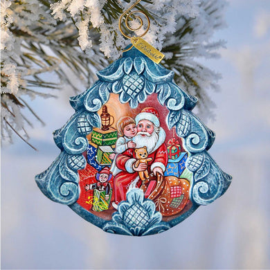 Gift Giver Santa Tree Sculpted Hand-Painted Christmas Ornament by G. DeBrekht - Christmas Santa Snowman Decor - 610275