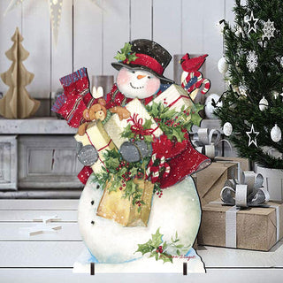 Dark Night Presents Christmas Outdoor Yard Sign by Susan Winget - Christmas Santa and Snowman Decor - 8471104F-SW