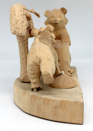 One-of-a-Kind Bears and Bees Wood Carved Figurine 7