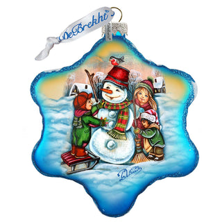 Playful Snowman Glass Ornament by G. DeBrekht - Christmas Santa Snowman Decor - 754-202