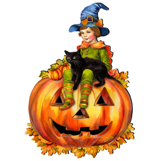 Boy on Pumpkin Holiday Door Decor by G. DeBrekht - Halloween Decor - 8652795H