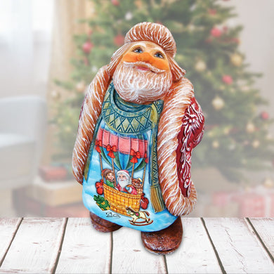 Balloon Ride Santa Handcrafted Christmas Figurine - G. DeBrekht - Christmas Santa Snowman Decor - 534513