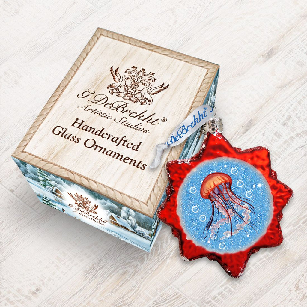 Jellyfish Mercury Glass Ornament by G. DeBrekht - Coastal Holiday Decor - 777378