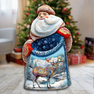 Magic Deer Santa Hand-Painted WOODCARVED Masterpiece Figurine by G. DeBrekht - Christmas Decor - 8203022 *** PRE-ORDER - Handmade Just for You! ***