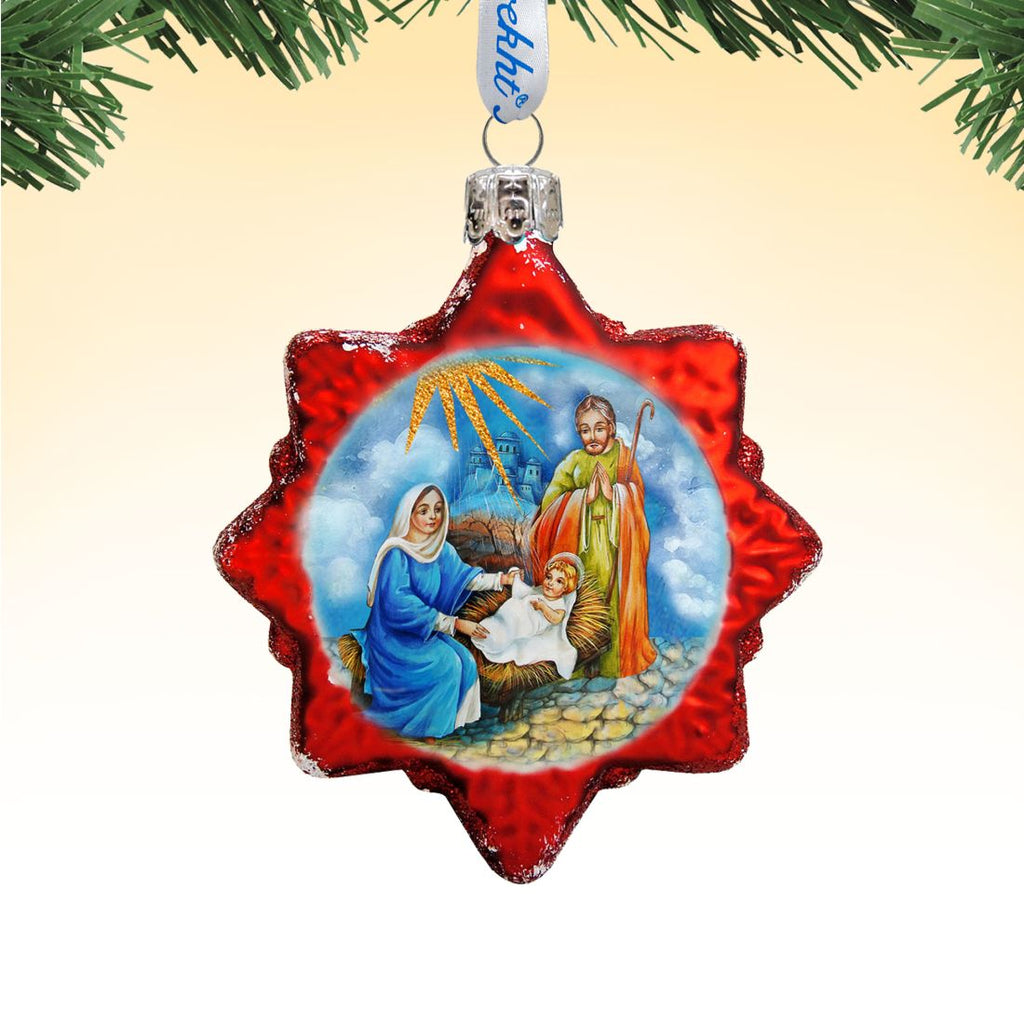 Nativity Snowflake Mercury Glass Ornament by G. DeBrekht - Nativity Holiday Decor - 772018