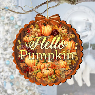 Hello Pumpkin Wooden Ornaments by G. Debrekht Thanksgiving Halloween Décor - 933120