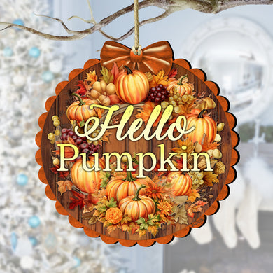 Hello Pumpkin Wooden Ornaments by G. Debrekht Thanksgiving Halloween Décor - 933120