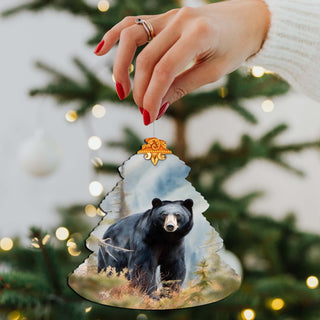 Alaskan Black Bear Tree Wooden Ornaments by G.Debrekht - Wildlife Holiday Decor - 870008