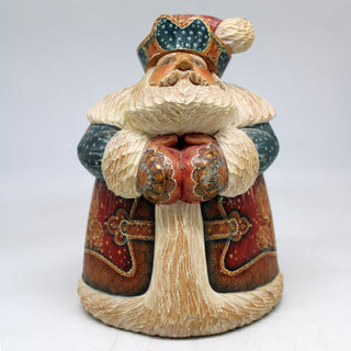 One-of-a-Kind Winter Friend Santa WOODCARVED Figurine 6.5x4.5x4