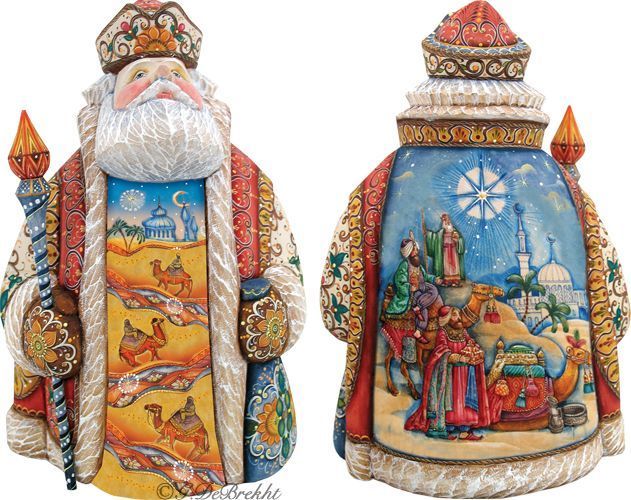 Gifts of Kings Santa, Hand-Painted WOODCARVED Masterpiece Figurine by G. DeBrekht *** PRE-ORDER - Handmade Just for You! ***