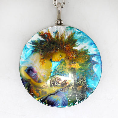 One-of-a-Kind Mother of Pearl Lacquered Miniature Jewelry Pendant 2