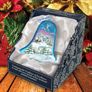 Winter Village Bell Glass Ornament by G. DeBrekht - Christmas Decor - 73141