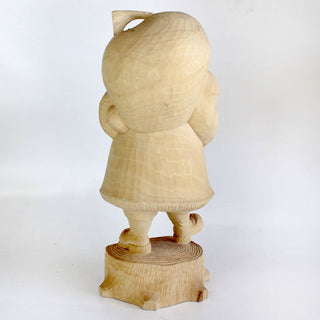 One-of-a-Kind Santa Claus carrying Bag on Stoop Wood Carved Figurine 14