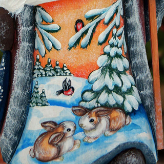Bunny Friends Santa Hand-Painted WOODCARVED Masterpiece by G. DeBrekht - Wildlife Holiday Decor - 8214854