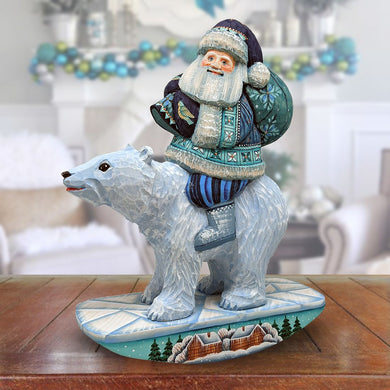 Polar Bear Santa Hand-Painted WOODCARVED Masterpiece by G. DeBrekht - Wildlife Holiday Decor - 820024 *** PRE-ORDER - Handmade Just for You! ***