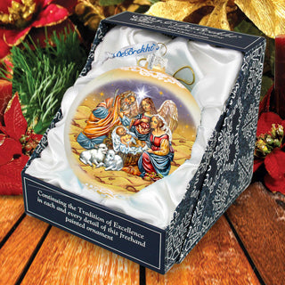 Regal Nativity Lg Glass Ornament in Gold by G.Debrekht - Christmas Decor - 73928G